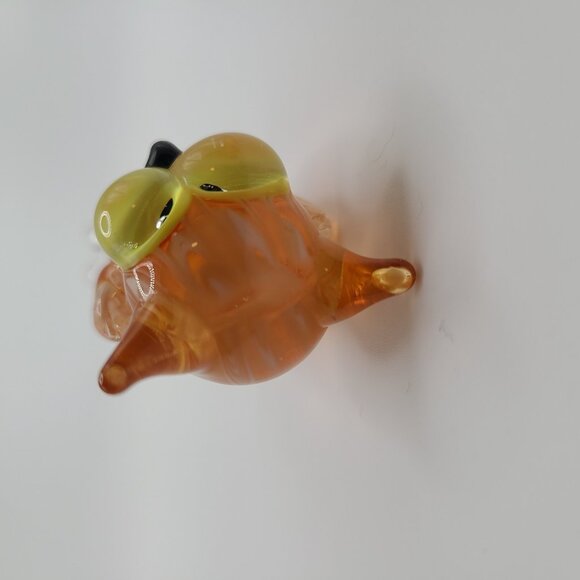 2005 Fitz & Floyd Glass Owl Orange and White 2.5" Tall - Retired - Picture 5 of 6